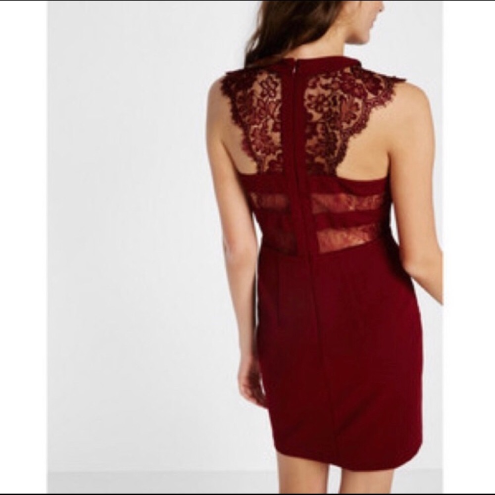 Express burgundy maroon lace formal dress